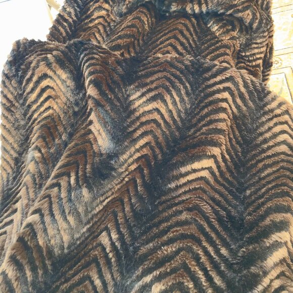 Faux Fur Reversible Blanket With Zebra Print Pattern and Black(50" w X 68" L) - Picture 1 of 10